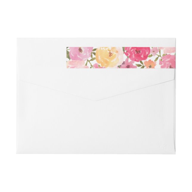 Aquarellgelbe rosa Blume Chic Wedding (Rückseite)