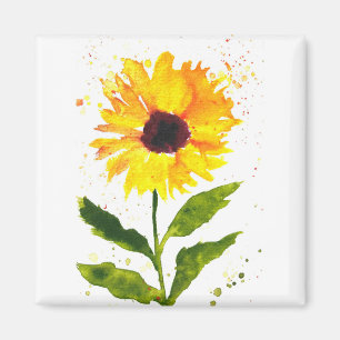 Aquarellgelbe Sonnenblume Aquarellfarben Blume Magnet