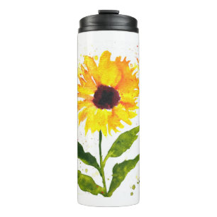 Aquarellgelbe Sonnenblume Aquarellfarben Blume Thermosbecher