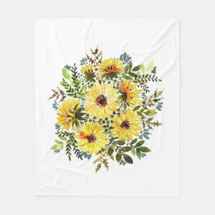 Aquarellgelber Bouquet: Daisy-Liebe Fleecedecke