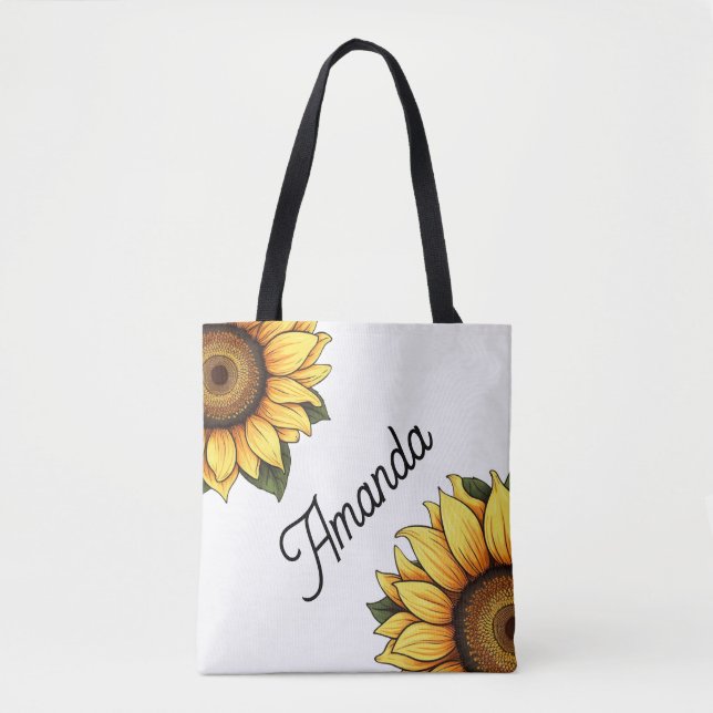 Aquarellgelber Diagonalname Zwei Sonnenblumen (Vorderseite)