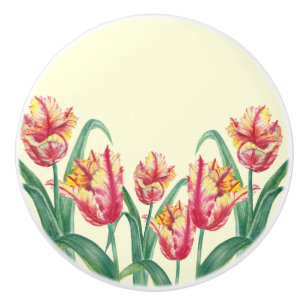 Aquarellgelber Papagei Tulip Blumenbilder Keramikknauf