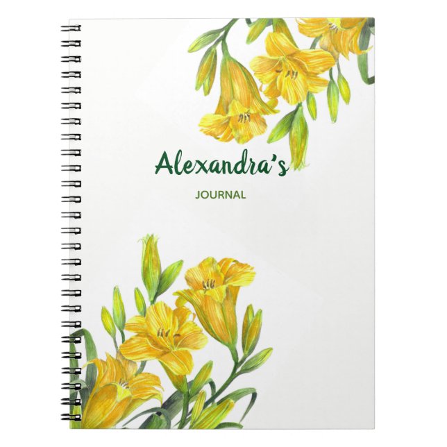 Aquarellgelber Tag Lilies Blumenbilder Notizblock (Vorderseite)