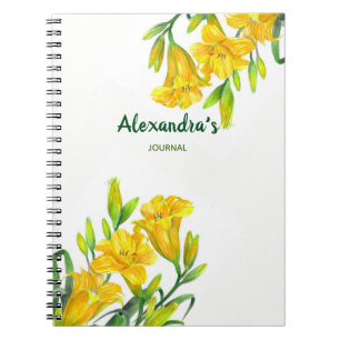 Aquarellgelber Tag Lilies Floral Illustration Notizblock
