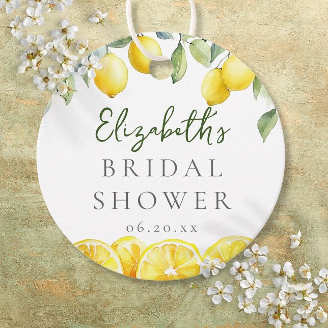 Aquarellgelber Zitronenfrüchte Brautparty Geschenkanhänger (Watercolor Yellow Lemon Citrus Bridal Shower Favor Tags)