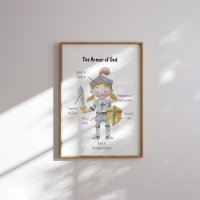 Aquarellgelbes Haar Mädchen die Rüstung Gottes dru