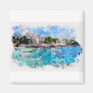 Aquarellgestaltung von Le Caviar Hvar Kroatien Magnet