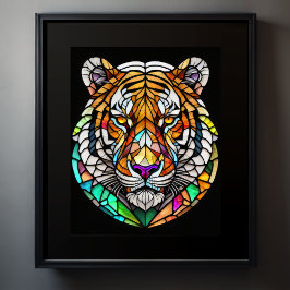 Aquarellgestanztes Glas Tiger 5:4 Poster
