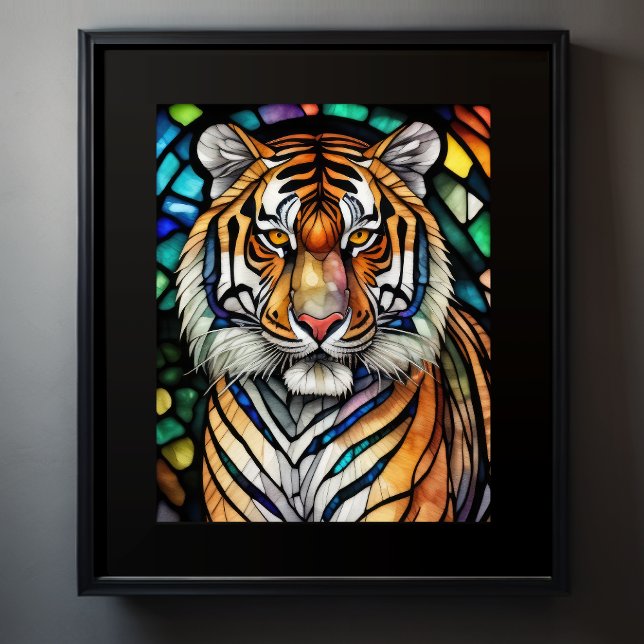 Aquarellgestanztes Glas Tiger 5:4 Poster (Von Creator hochgeladen)