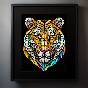 Aquarellgestanztes Glas Tiger 5:4 Poster