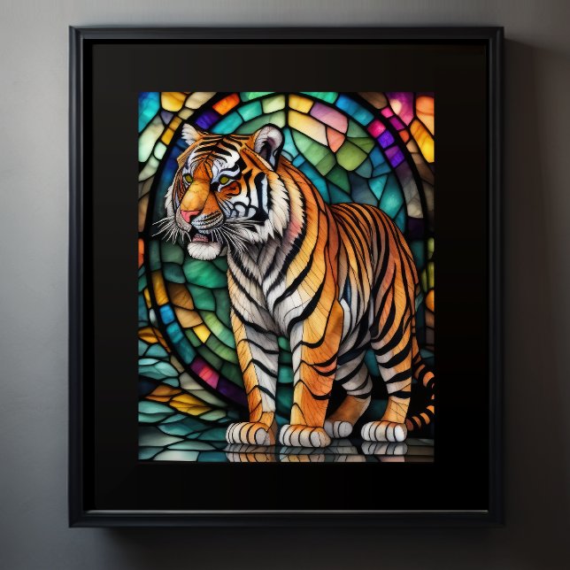 Aquarellgestanztes Glas Tiger 5:4 Poster (Von Creator hochgeladen)