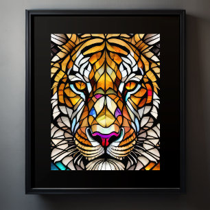 Aquarellgestanztes Glas Tiger 5:4 Poster