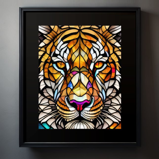 Aquarellgestanztes Glas Tiger 5:4 Poster (Von Creator hochgeladen)