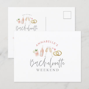 Aquarellgetränke Bachelorette Wochenende inv Einladungspostkarte