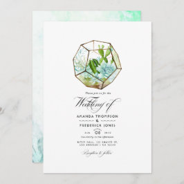 Aquarellglas Terrarium Succulents Wedding Einladung