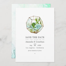 Aquarellglas Terrarium Succulents Wedding