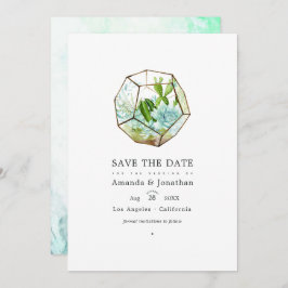 Aquarellglas Terrarium Succulents Wedding Save The Date