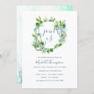 Aquarellglas Terrarium Sukkuläres Brautparty Einladung