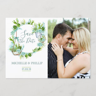 Aquarellglas Terrarium Sukkulent Save the Date