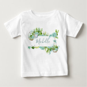 Aquarellglasterrarium Succulents Babydusche Baby T-shirt