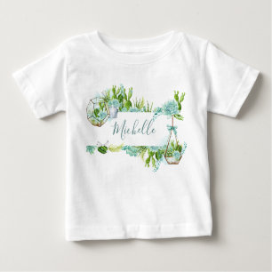 Aquarellglasterrarium Succulents Babydusche Baby T-shirt