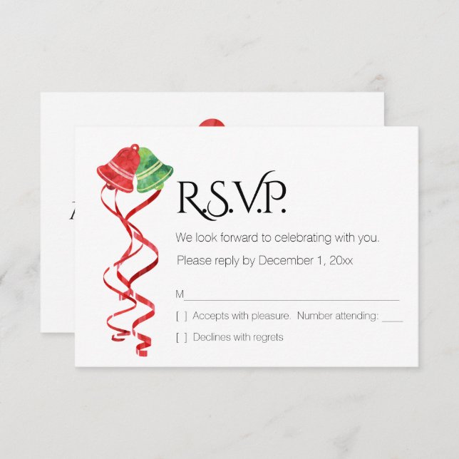 Aquarellglocken/Weihnachten Hochzeit/RSVP-Karte Einladung (Vorne/Hinten)