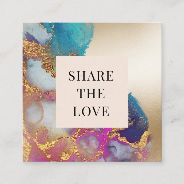 Aquarellgold Imitate Folie moderne Loyalitätskarte Quadratische Visitenkarte (Vorderseite)