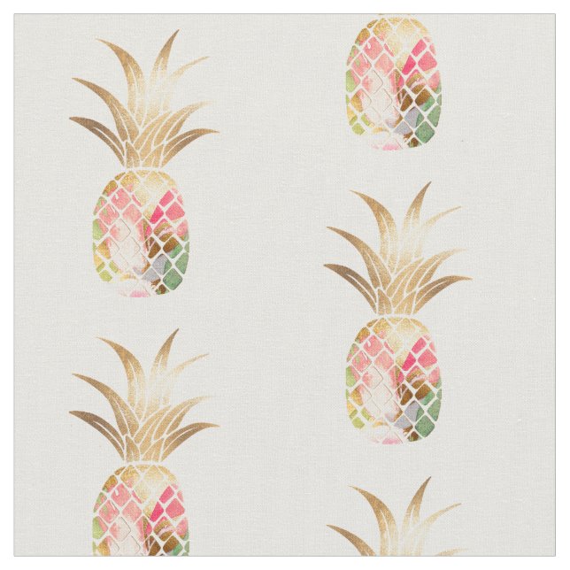 Aquarellgoldfarben Ananas Stoff (Nahaufnahme)