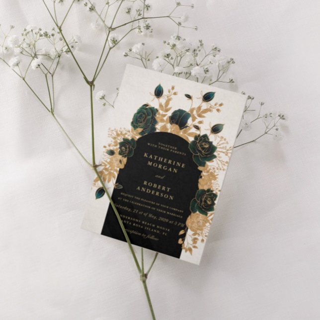 Aquarellgoldfarben Rose Hochzeit Einladung (Von Creator hochgeladen)