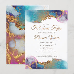 Aquarellgoldfolie Imitate zum Geburtstag Einladung