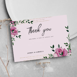 Aquarellgoldgrün Rose floral Vielen Dank Einladung