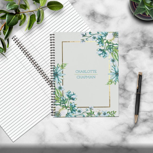 Aquarellgoldstreifen Gerahmt Personalisiert Notizbuch (Von Creator hochgeladen)