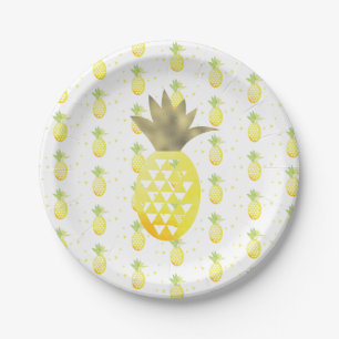 Aquarellgoldtropische Ananas-Teller Pappteller