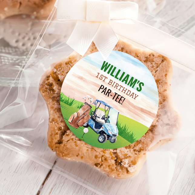 Aquarellgolf 1. Geburtstag Runder Aufkleber (Von Creator hochgeladen)