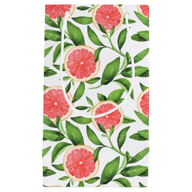 Aquarellgrapefruits und Grünmuster Kleine Geschenktüte (Vorderseite)