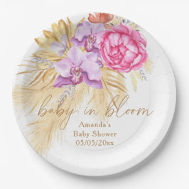 Aquarellgras (Boho pampas gras) - Babydusche Pappteller