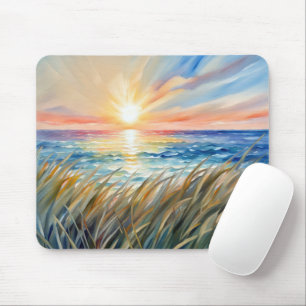Aquarellgras und Sonnenaufgang Mousepad
