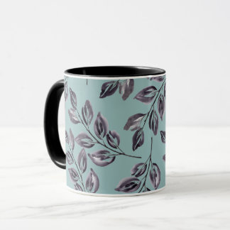Aquarellgrau, schwarze Zweige auf Türkis Tasse