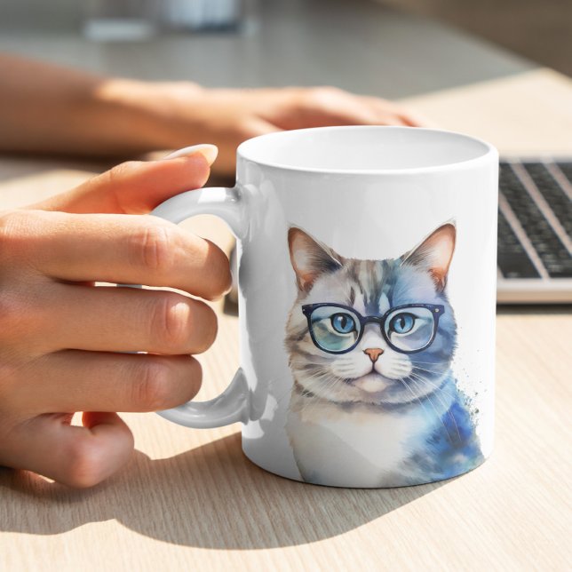 Aquarellgraue Tabby Personalisierte Katze Kaffeetasse (Von Creator hochgeladen)
