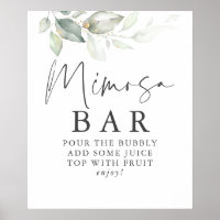 Aquarellgrauen Gold Blätter Mimosa Bar Sign