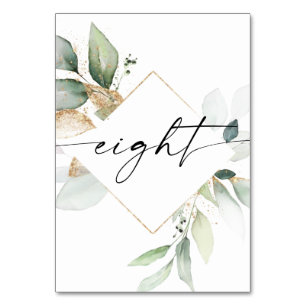 Aquarellgrauen und Gold Tischnummern Acht