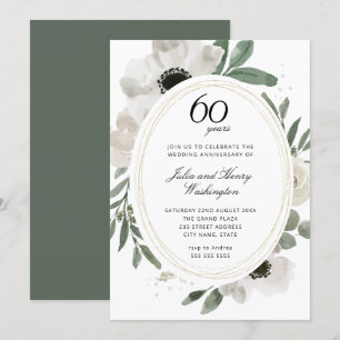 Aquarellgrün 60. Hochzeitstag Einladung