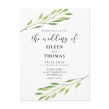 Aquarellgrün Blätter Einladung zur Hochzeit