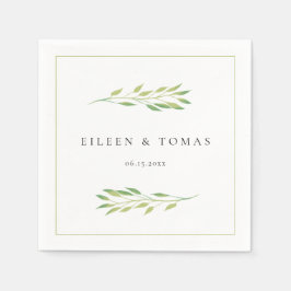 Aquarellgrün Blätter Hochzeitspapierserviette Serviette