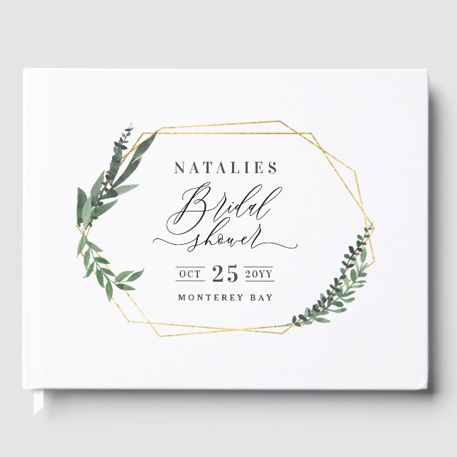 Aquarellgrün Blütenwein Brautparty Gästebuch (Vorderseite)