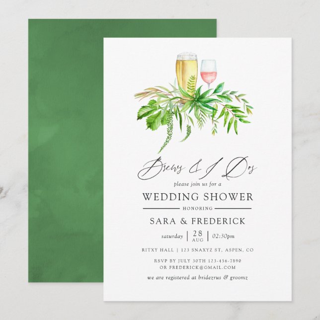 Aquarellgrün bricht vor I Dos Einladung (Vorne/Hinten)