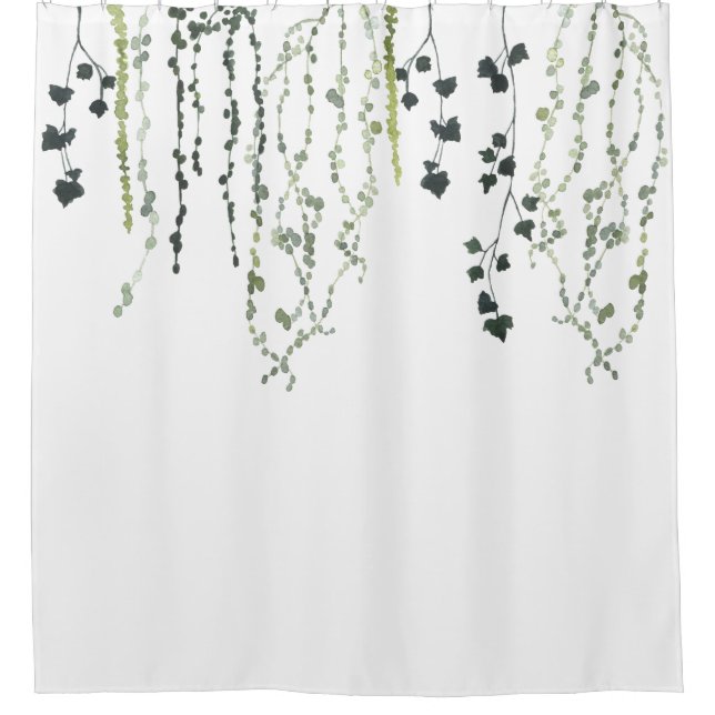 Aquarellgrün Duschvorhang (Vorderseite)