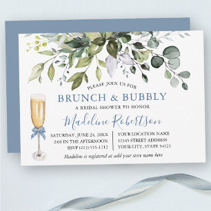 Aquarellgrün Dusty Blue Bridal Brunch Einladung