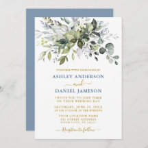 Aquarellgrün Dusty Blue Gold Wedding