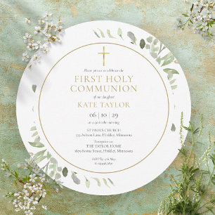 Aquarellgrün Erster Kommunionkreis Einladung